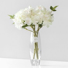 BLOOMING&ME 人造花繡球花玻璃花瓶組合, 象牙