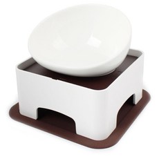 meongmoongs 狗狗角度高度可智能調節餐碗, 白色的, 1個