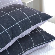 gBEDDING 格紋印花奈米纖維枕頭套 2入+枕芯 2入, 炭灰色 + 灰色