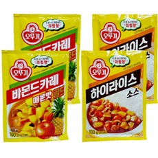 오뚜기 바몬드 분말 카레 골드 매운 맛 100g x 2p + 분말 하이라이스 소스 100g x 2p, 1세트