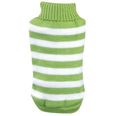 이코디 강아지 심플 스트라이프 스웨터, 그린, 1개