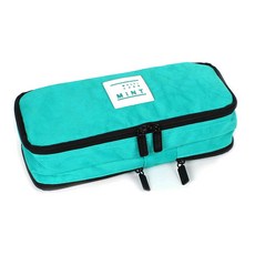 TOCTOC 3格拉鍊尼龍鉛筆盒, 薄荷, 1個