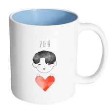 핸드팩토리 하트피켓보이 고마워 머그컵 330ml, 내부파스텔블루, 1개