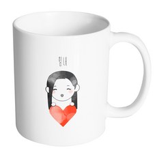 HAND-FACTORY 愛心手拿牌女孩 加油 馬克杯, 內部白色, 1個