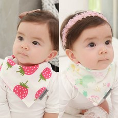 bebe chouette 孩童雙層圖案印花棉質圍兜組 2入