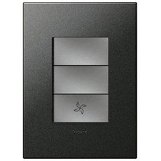 legrand 通風扇開關鈕 3按鍵方形款 石墨色, 1個