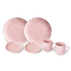 PRELUDE 雙人份壓紋設計碗盤餐具組, 1組, 6入