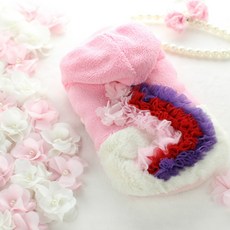 ECODY Cical 蕾絲絨毛寵物連帽背心, 粉色的