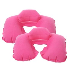 iNTRAVEL 雙層充氣頸枕 2入+化妝包 2入, 粉色