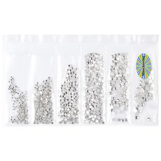 MEIBROWN 美甲混合尺寸平底美甲鑽6件組 M03090, 水晶, 1個