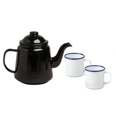 FALCON 獵鷹琺瑯 簡約茶具 3件組, 1套, 茶壺 1L + 馬克杯 350ml x 2p