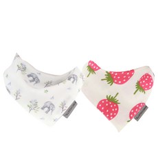 bebe chouette 孩童雙面圖案印花棉質圍兜組 2入