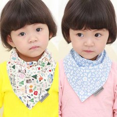 bebe chouette 孩童圖案印花3層綿紗圍兜組 2入