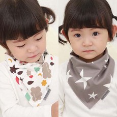 bebe chouette 孩童圖案印花3層紗質圍兜組 2入