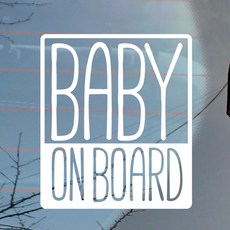 뭉키데코 자동차 스티커 네모 baby on board, 반사지, 1개