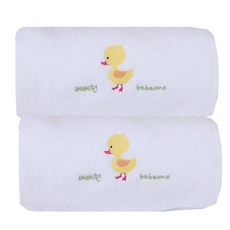 BeBeOne 鴨子印花棉製浴巾 85*85cn, 白色, 2入