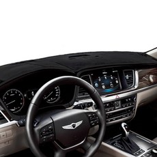 Emotion 絲絨全面防滑儀表板避光墊 現代, 舊款 Santa Fe(有萬用錶/導航通用), 黑色布料 + 黑色邊條