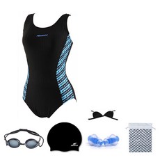 AQUATICA 女款連身泳衣 AQA1356+蛙鏡+矽膠泳帽+耳塞+胸墊 隨機出貨+收納袋組