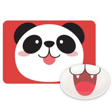 위아키즈 쥬쥬프렌즈 냠냠 플레이트 + 식탁 매트 세트, 팬더, 1세트