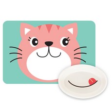 위아키즈 쥬쥬프렌즈 냠냠 볼 + 식탁 매트 세트, 고양이, 1세트