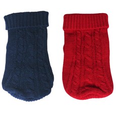 Petnine 犬貓素色紅色毛衣 2件組, 紅色, 海軍藍