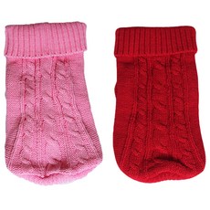 Petnine 犬貓素色紅色毛衣 2件組, 紅色, 粉紅色