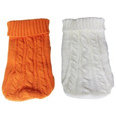 펫나인 강아지와고양이 솔리드컬러 화이트 스웨터 2p 세트, 화이트, 오렌지