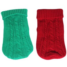寵物九犬貓純色紅色毛衣2p套組, 紅色, 綠色