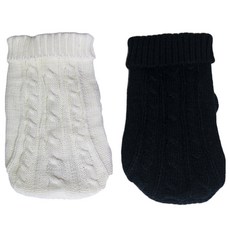 Petnine 犬貓素色黑色毛衣2件組, 黑色, 白色