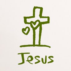 1AM 캘리그라피 S2 십자가 Jesus 포인트스티커, 올리브