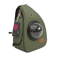 Redpuppy 寵物外出太空艙單肩背包, 橄欖卡其色