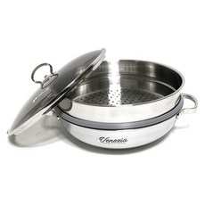 Kitchen-Art Venezia IH感應爐適用雙耳5層304不鏽鋼湯鍋+蒸盤, 1個, 28厘米