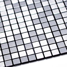 HYUNDAE sheet 黏貼式鋁製金屬磁磚 棋盤格方形 15mm HMT99309, 混合色, 30 x 30 x 0.4 cm