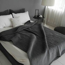 Maison Textile粒面棉莫代爾絲絨墊兼床罩, 木炭