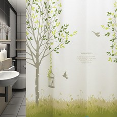 OneSevenNine 林中物語 布質浴簾 1800mm x 1880mm, 1個