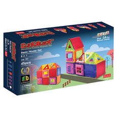 클릭자석블럭 2D 베이직하우스 자석블럭 45p, 혼합 색상, 1개
