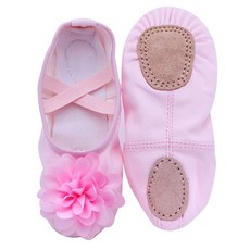 女童胸花綁帶芭蕾舞鞋