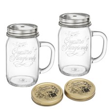 Bormioli Rocco Genietti 吸管蓋 2入 + 一般杯蓋 2入 + Quattro 透明馬克杯 415ml x 2入, 1套