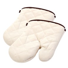 블럭마트 코튼 주방 냄비장갑, 크림, 2개입