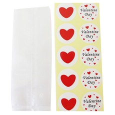 Hwangssinaedosirak 半透明M包裝袋 90入+圓形貼紙 愛心 45入+情人節 45入, 1套