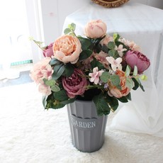 Moriann 人造繡球牡丹花束, 獨立粉紅, 1個
