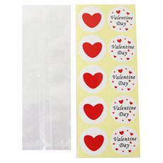 半透明包裝袋 90入+圓形愛心貼紙 45入+情人節貼紙 45入, 1套
