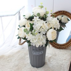 Mori& 人造繡球牡丹花束, 1個, 白色