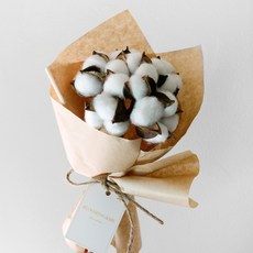 BLOOMING&ME 棉花6入現代風乾燥花束, 牛皮紙色