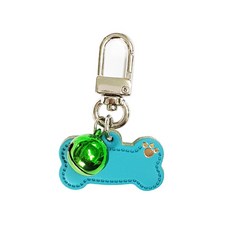 皮革骨頭狗項圈名稱標籤鑰匙圈, 藍色, 1個