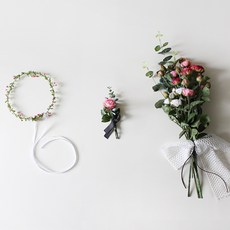 BLOOMING&ME 人造花束+花冠+胸花, 混色, 1組