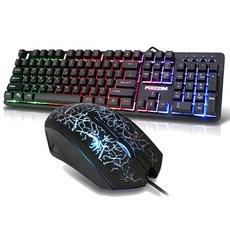 Qsenn Pixcom 有線鍵盤+滑鼠套組, F1-1000, 黑色, 一般型