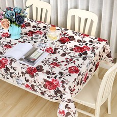 ECODY 玫瑰花造型印花桌巾, 紅色的, 140 x 220 厘米