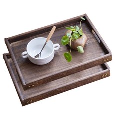 블럭마트 주방 우드트레이 주방 쟁반 2p, 혼합 색상