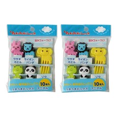 動物造型便當裝飾叉, 10入, 2包